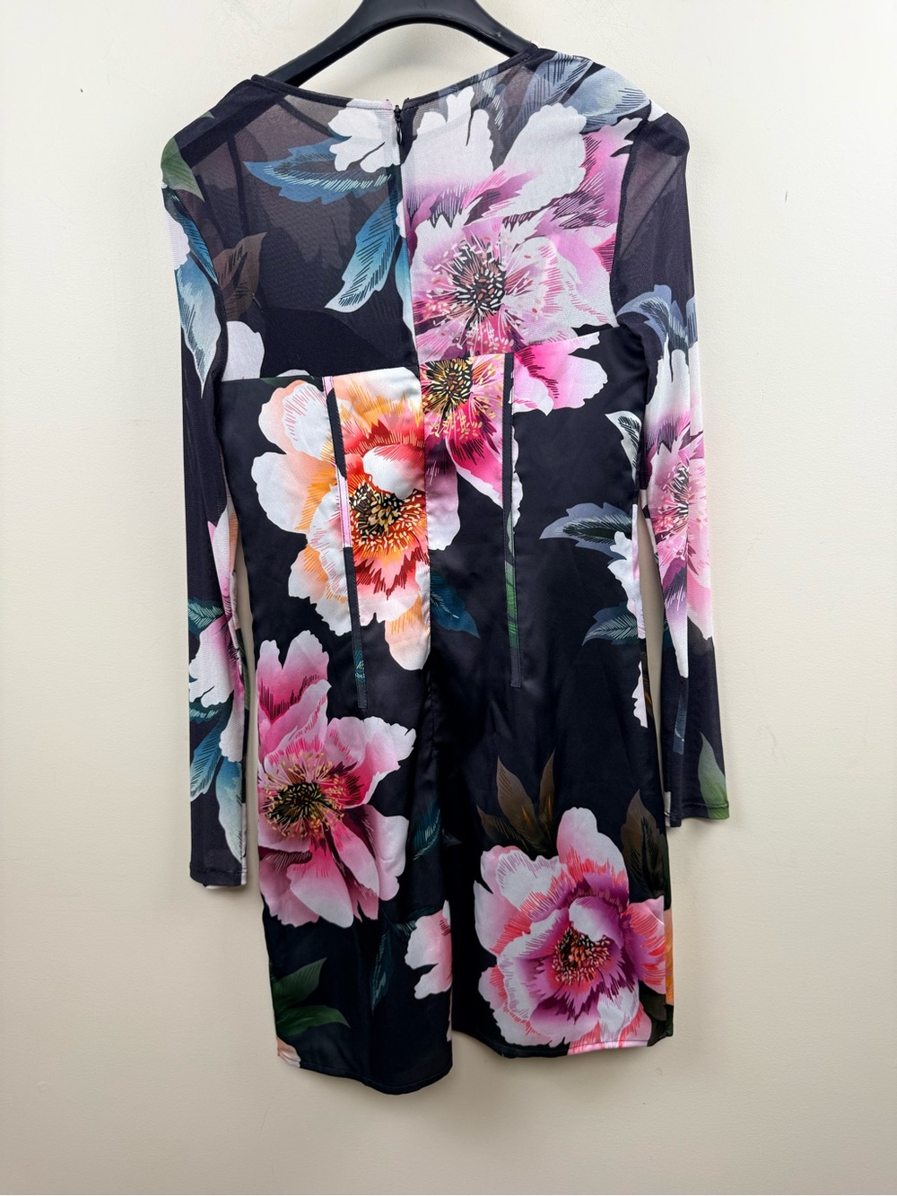 Marciano black floral satin mini dress with bustier top xs - Picture 5 of 14